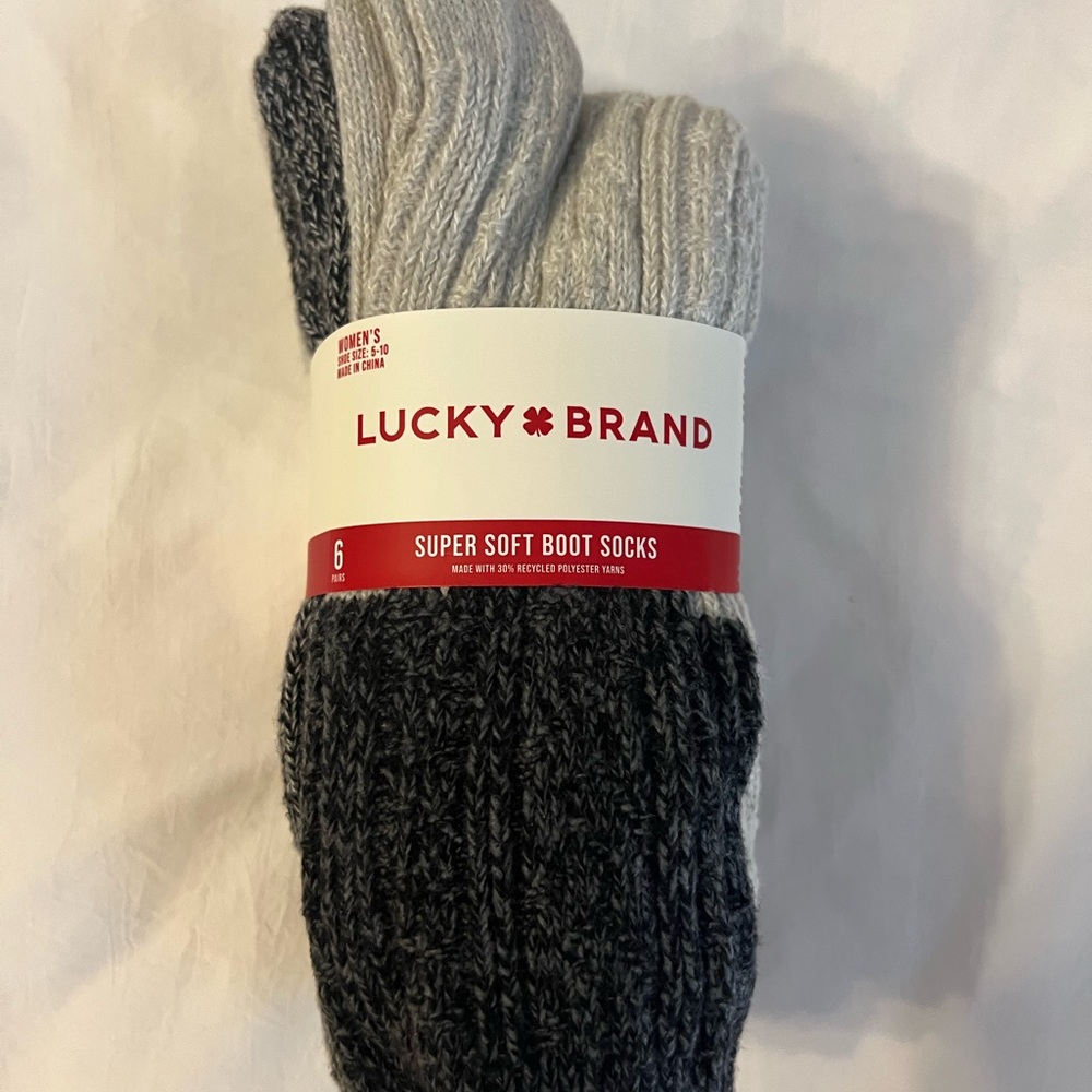 Lucky Brand Gray and Black Casual Socks
